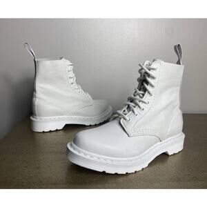 NEW DR MARTENS BOOTS 6 WHITE LEATHER 1460 PASCAL MONOCHROMATIC LACE UP MONO